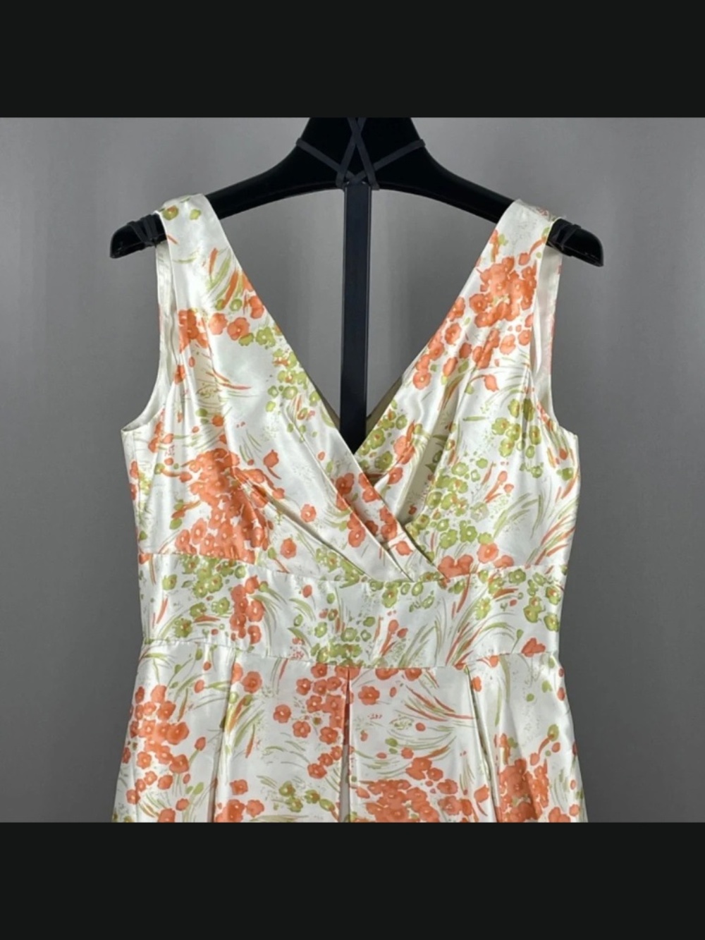 NEW Talbots Dress Womens 4 petite orange green floral silk fit flare cocktail - Picture 2 of 9
